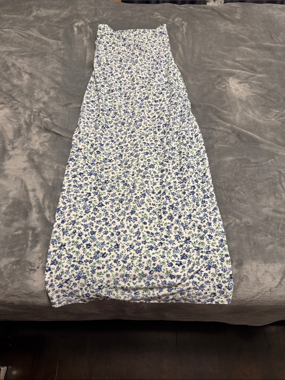 Strapless Floral Tube Dress/Skirt in White and Blue